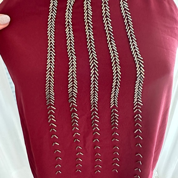 Skies Are Blue Heide Beaded Burgundy Halter Tank Size Medium - Picture 3 of 6